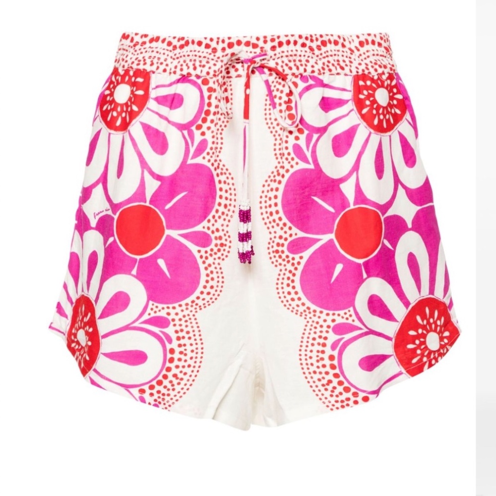 Farm Rio Maia Floral Linen Blend Drawstring Shorts